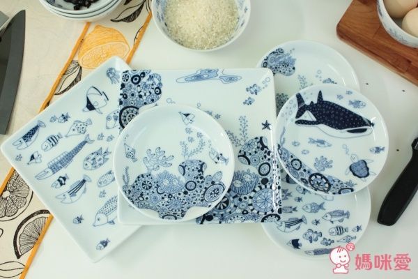 natural69 波佐見燒 - cocomarine方形餐盤-海之中 (17x17x2cm)