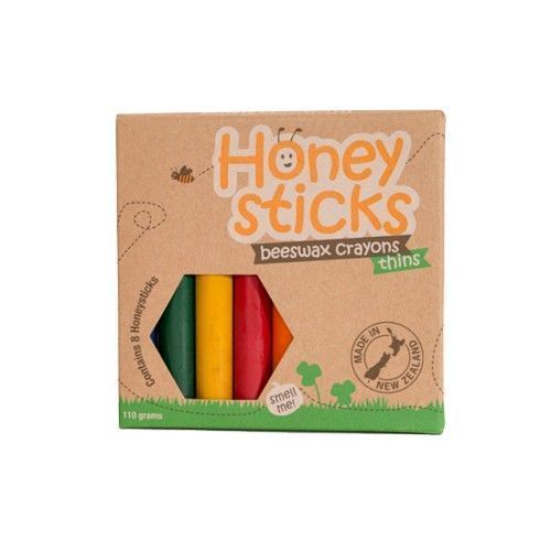 紐西蘭 Honey Sticks - 純天然蜂蠟無毒蠟筆-1歲以上寶寶適用-矮胖型-12色