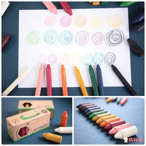 紐西蘭 Honey Sticks - 純天然蜂蠟無毒蠟筆-1歲以上寶寶適用-矮胖型-12色