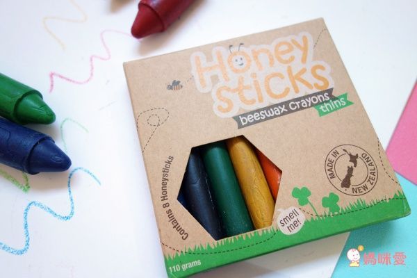 紐西蘭 Honey Sticks - 純天然蜂蠟無毒蠟筆-1歲以上寶寶適用-矮胖型-12色