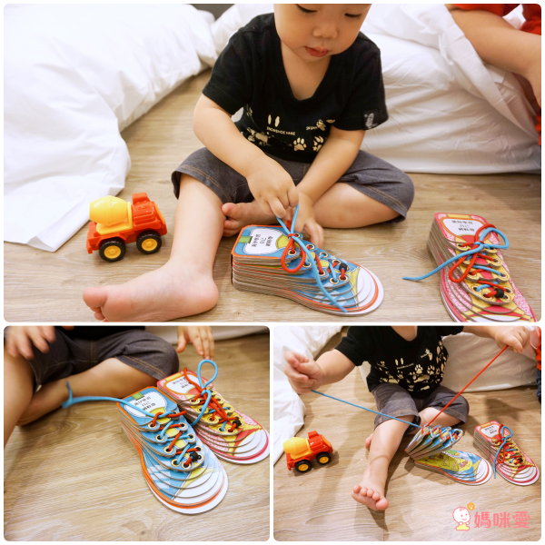 喬伊學習自己綁鞋帶