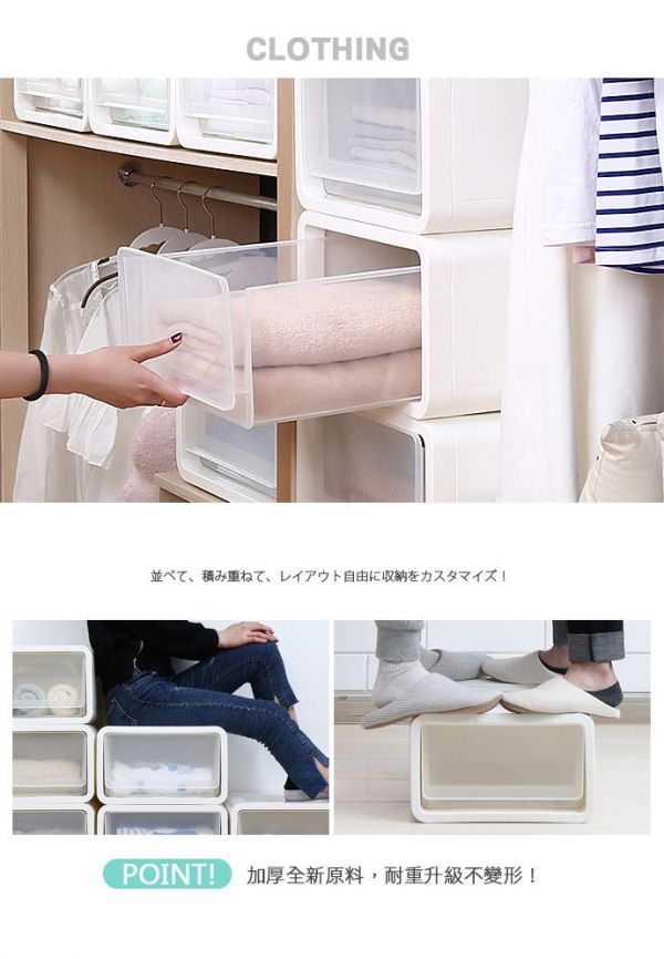 家窩 - 肯特耐重單層抽屜收納箱-白身透明抽-18公升/3入