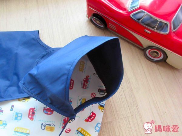 日本 Combi - mini 食事圍兜-短袖款-點點鴨-海軍藍 (L [90-100cm])-12個月起