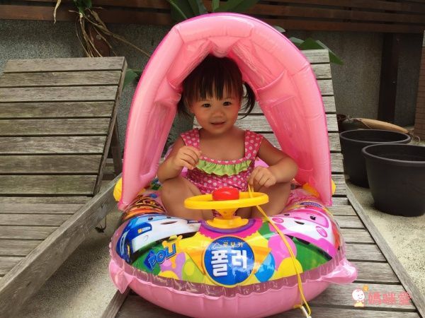 韓國救難小英雄Poli - 安寶可拆式遮陽座圈-贈手動式打氣筒1入(顏色隨機) (適用:2-7歲、25kg以下幼兒)