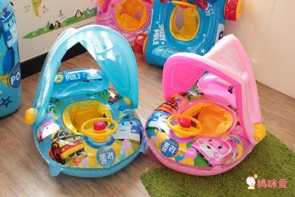 韓國救難小英雄Poli - 安寶可拆式遮陽座圈-贈手動式打氣筒1入(顏色隨機) (適用:2-7歲、25kg以下幼兒)