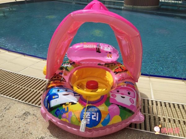 韓國救難小英雄Poli - 安寶可拆式遮陽座圈-贈手動式打氣筒1入(顏色隨機) (適用:2-7歲、25kg以下幼兒)