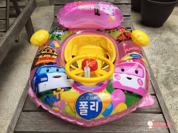 韓國救難小英雄Poli - 安寶可拆式遮陽座圈-贈手動式打氣筒1入(顏色隨機) (適用:2-7歲、25kg以下幼兒)