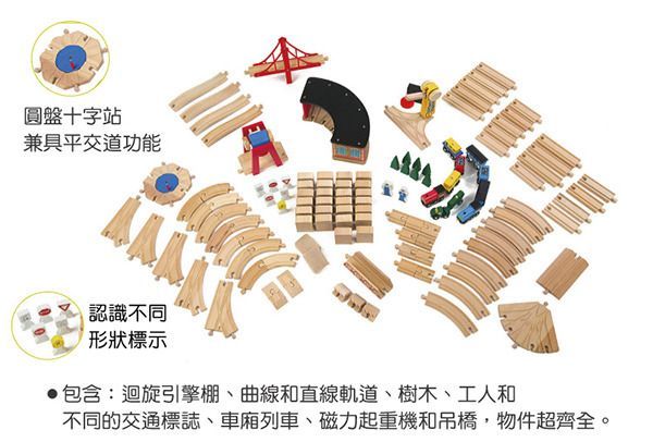 美國瑪莉莎 Melissa & Doug - MD 交通-木製鐵路軌道組-132pcs