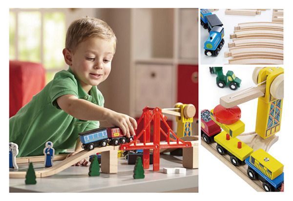 美國瑪莉莎 Melissa & Doug - MD 交通-木製鐵路軌道組-132pcs