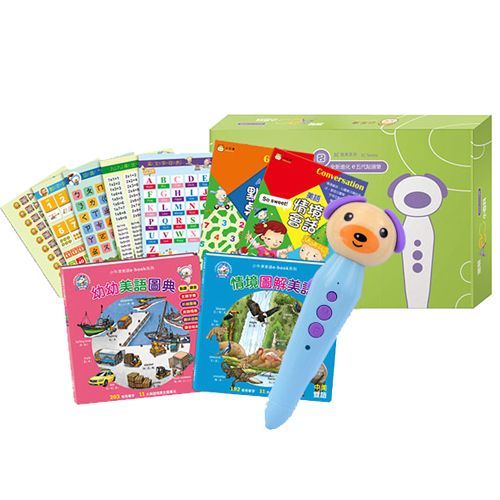 小牛津 - 【媽咪愛獨家優惠組】小牛津圖解ABC小百科點讀寶盒-加贈點讀小卡×4+送SKB12色粉蠟筆