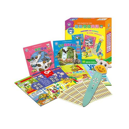 小牛津 - 【媽咪愛獨家優惠組】小牛津圖解ABC小百科點讀寶盒-加贈點讀小卡×4+送SKB12色粉蠟筆