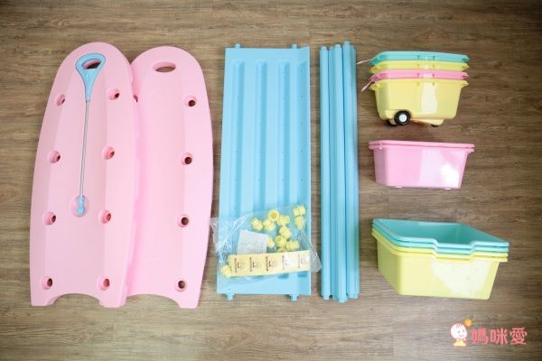 WOOHOO - 兒童玩具收納櫃-四層寬版-粉側板-含大小收納盒