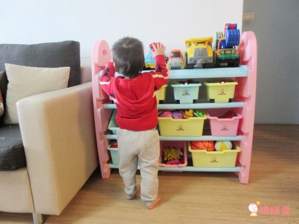 WOOHOO - 兒童玩具收納櫃-四層寬版-粉側板-含大小收納盒