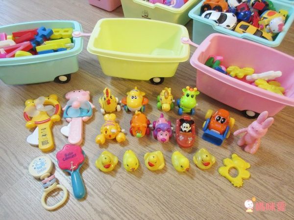 WOOHOO - 兒童玩具收納櫃-四層寬版-粉側板-含大小收納盒