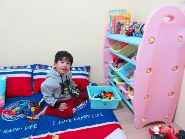 WOOHOO - 兒童玩具收納櫃-四層寬版-粉側板-含大小收納盒