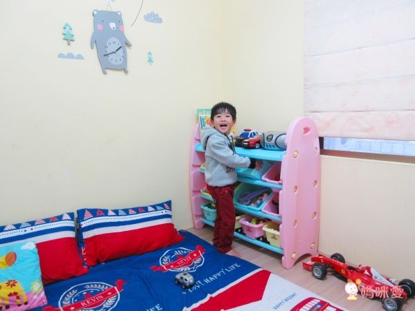 WOOHOO - 兒童玩具收納櫃-四層寬版-粉側板-含大小收納盒