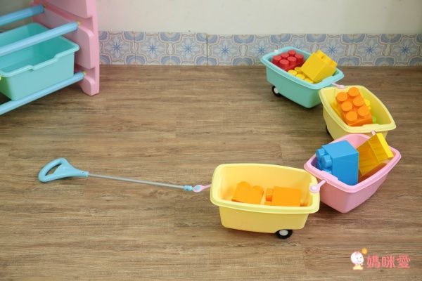 WOOHOO - 兒童玩具收納櫃-四層寬版-粉側板-含大小收納盒