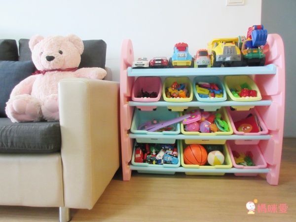 WOOHOO - 兒童玩具收納櫃-四層寬版-粉側板-含大小收納盒