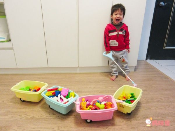 WOOHOO - 兒童玩具收納櫃-四層寬版-粉側板-含大小收納盒