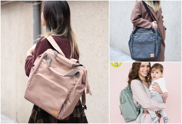 德國 Lassig - 時尚完美大開口後背媽媽包-倫敦鐵灰-含尿布墊+推車掛勾+保溫瓶收納包+小收納包+長背帶