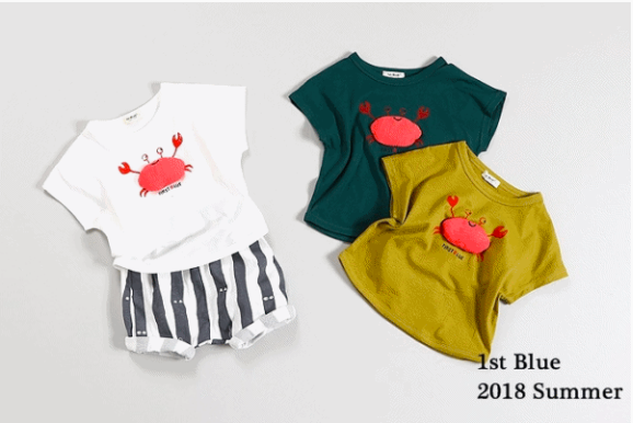 韓國 First Blue - 暴走小恐龍立體T恤-薄荷綠