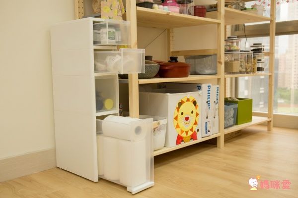 日本JEJ - 日本製移動式抽屜隙縫櫃-18cm寬-白透-2低1中1高抽