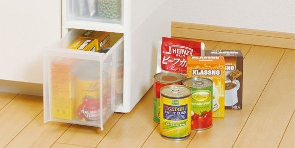 日本JEJ - 日本製移動式抽屜隙縫櫃-18cm寬-白透-2低1中1高抽