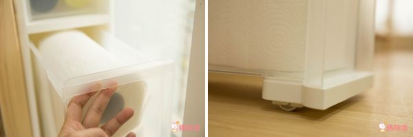 日本JEJ - 日本製移動式抽屜隙縫櫃-18cm寬-白透-2低1中1高抽