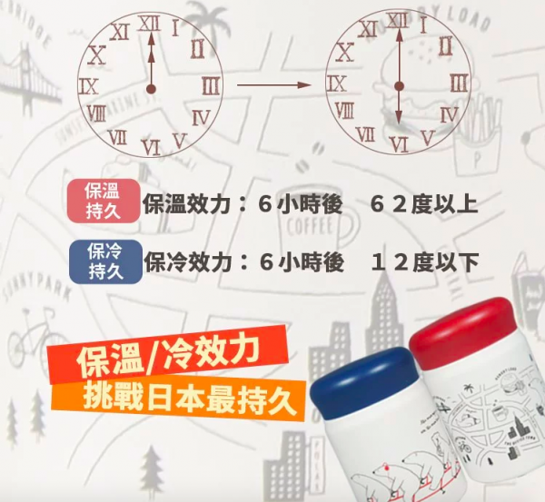 日本polarbearsfam - 大白祝日雙層不鏽鋼真空悶燒罐-藍-320ml