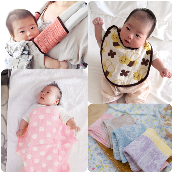 日本桃雪 紗布口水巾/方巾/嬰兒被