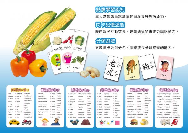 (加購)美語圖卡點讀寶盒/盒裝 (牛筆.小帽T熊適用）-192張點讀圖卡-共192張圖卡.附扣環/盒裝