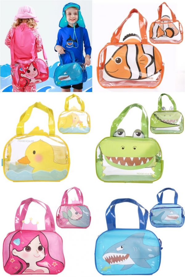 超萌卡通圖案防潑水海灘包