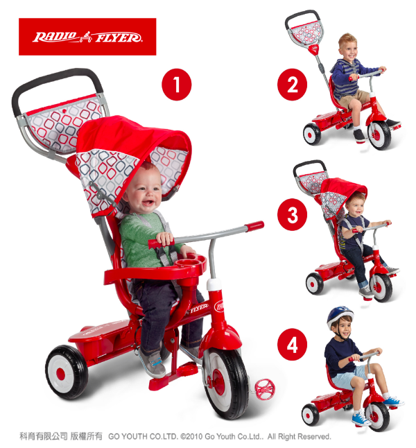 美國【Radio Flyer】滑板車/4 in 1三輪推車/平衡車