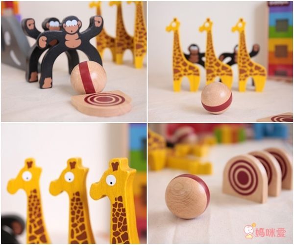 美國 Begin Again - 純木質益智玩具組-叢林動物保齡球