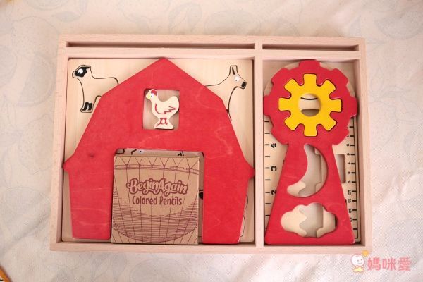 美國 Begin Again - 木質模板畫畫工具組-設計自己的開心農場-送美國Eco-Kids空白創作畫冊一本