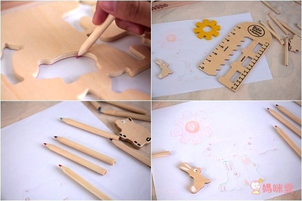 美國 Begin Again - 木質模板畫畫工具組-設計自己的開心農場-送美國Eco-Kids空白創作畫冊一本