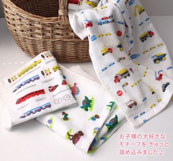 ✪ new!小男孩最愛超值方巾三件組(電車/恐龍/工程車)