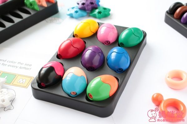 ✍Primomo普麗貓趣味蠟筆(附橡皮擦)：蛋殼型