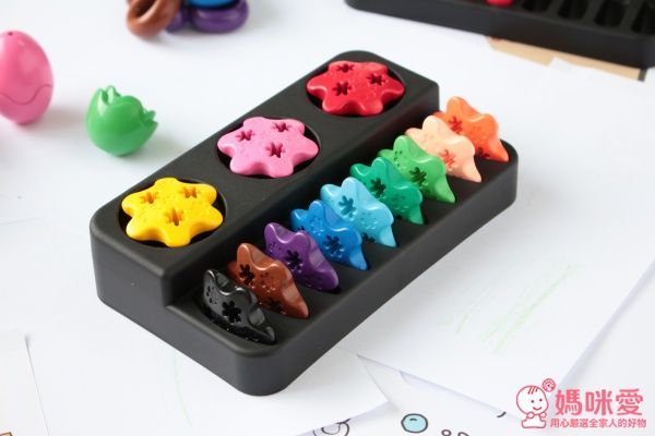 ✍Primomo普麗貓趣味蠟筆(附橡皮擦)：花瓣型