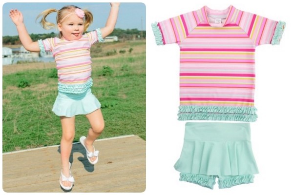 美國 RuffleButts 防曬泳衣/防曬帽