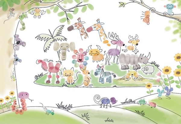  ilovekids快洗木製印章/ 8色印台