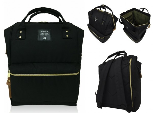 anello 後取式拉鍊帆布媽媽包：氣質黑