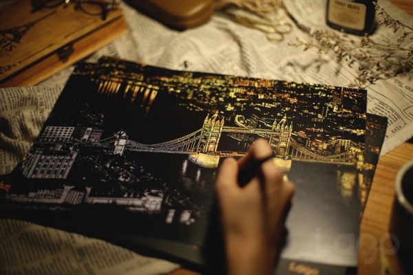 療癒紓壓❤ 韓國 Lago Scratch 金色夜景刮畫