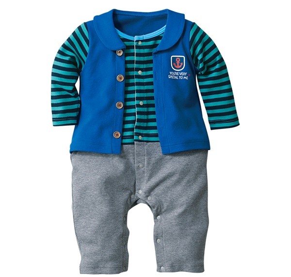 日本Nissen藍色條紋連身衣