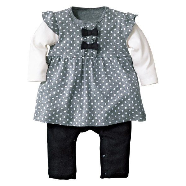 日本Nissen灰色水玉點點連身衣