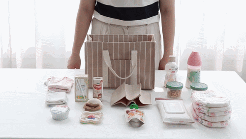 韓國 Conitale - 帆布多隔層媽媽包/推車收納袋-質感灰 (31X22X15cm)