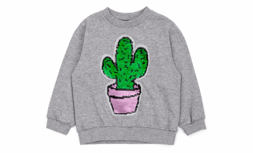 韓國 OZKIZ - 閃亮變色長袖大學T-仙人掌