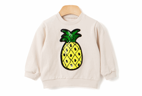 韓國 OZKIZ - 閃亮變色長袖大學T-鳳梨