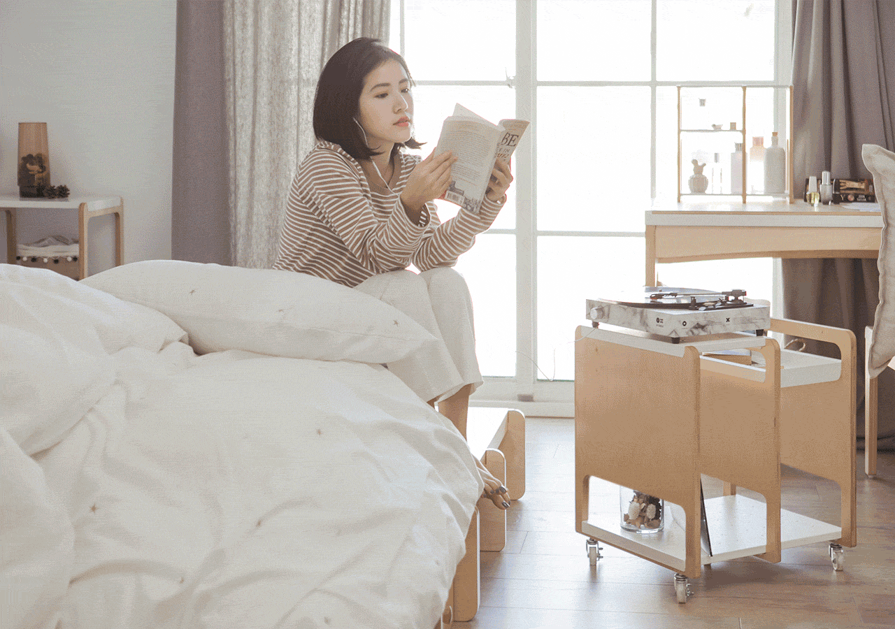 走走家具 - (7/20後出貨)走走移動邊架-清新白 (48.7 / 43 / 55 (cm))