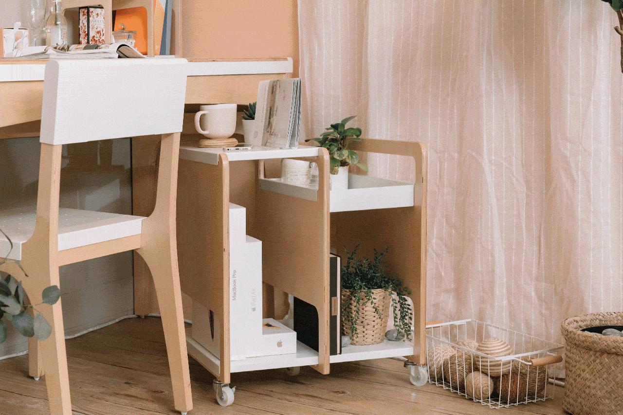 走走家具 - (7/20後出貨)走走移動邊架-清新白 (48.7 / 43 / 55 (cm))